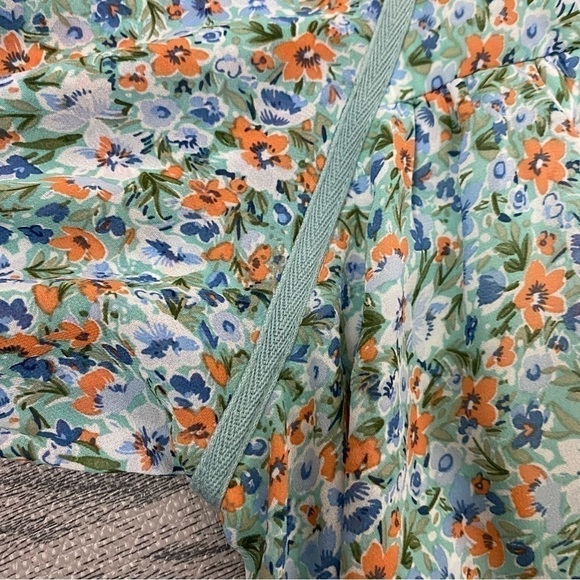 GiGio by Umgee Sea Foam Green Boho Chiffon Ditsy Floral Ruffle Dress - Picture 10 of 16